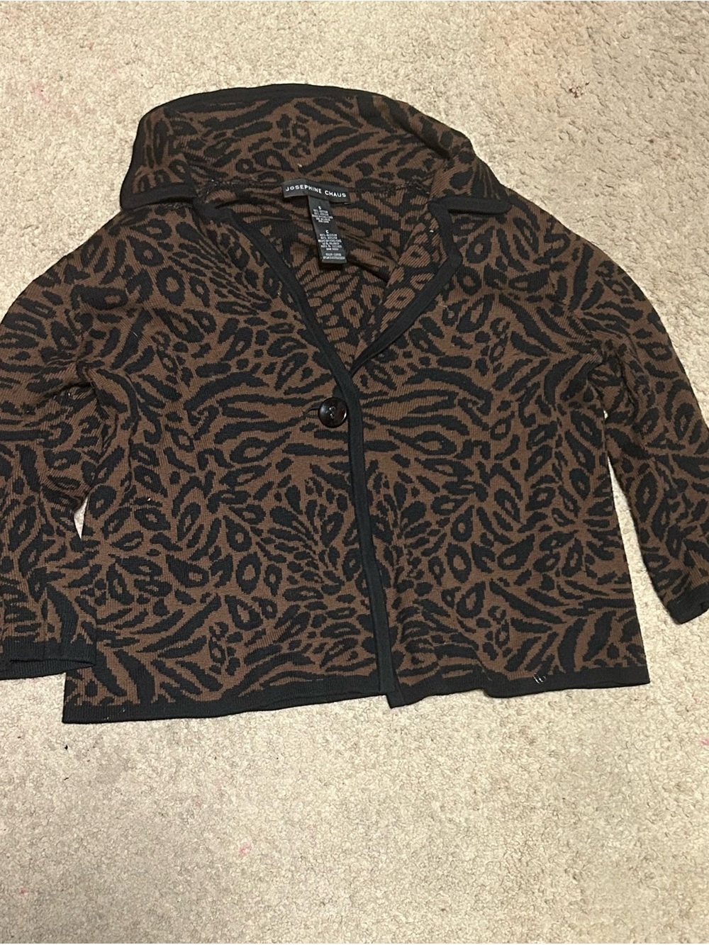 Josephine Chaus Black and Brown Leopard-Print Cardigan